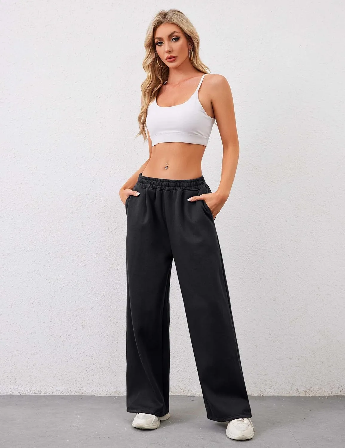 Livtany Womens Straight Leg Graphic Bow Print Sweatpants Wide Leg Elastic Waistband Lounge Pant Lounge Joggers with Pockets