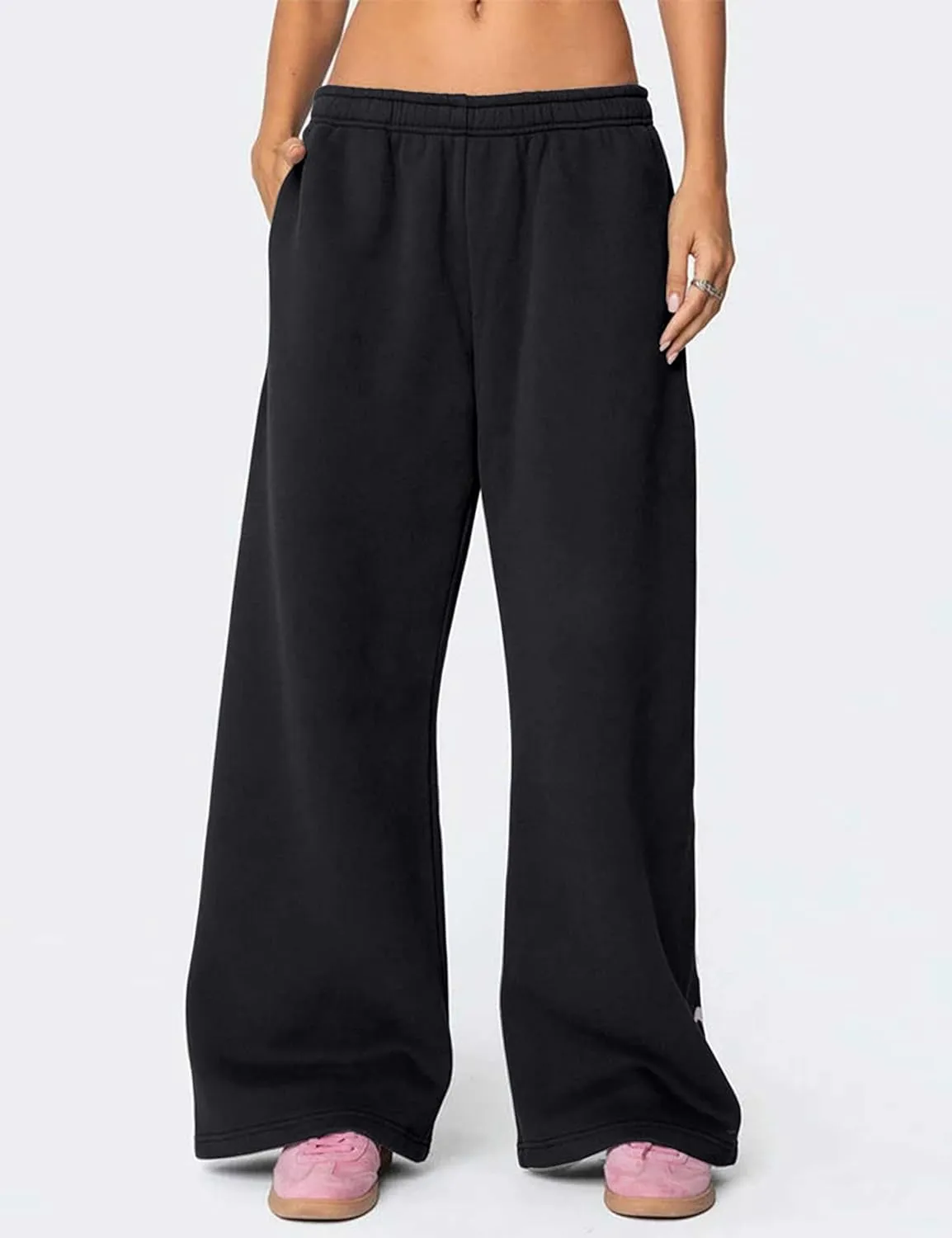 Livtany Womens Straight Leg Graphic Bow Print Sweatpants Wide Leg Elastic Waistband Lounge Pant Lounge Joggers with Pockets