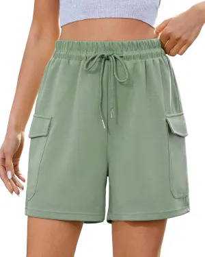 luvamia Sweat Shorts for Women High Wasited Baggy Cargo Pull On Elastic Waist Sport Athletic Summer Lounge Comfy Shorts
