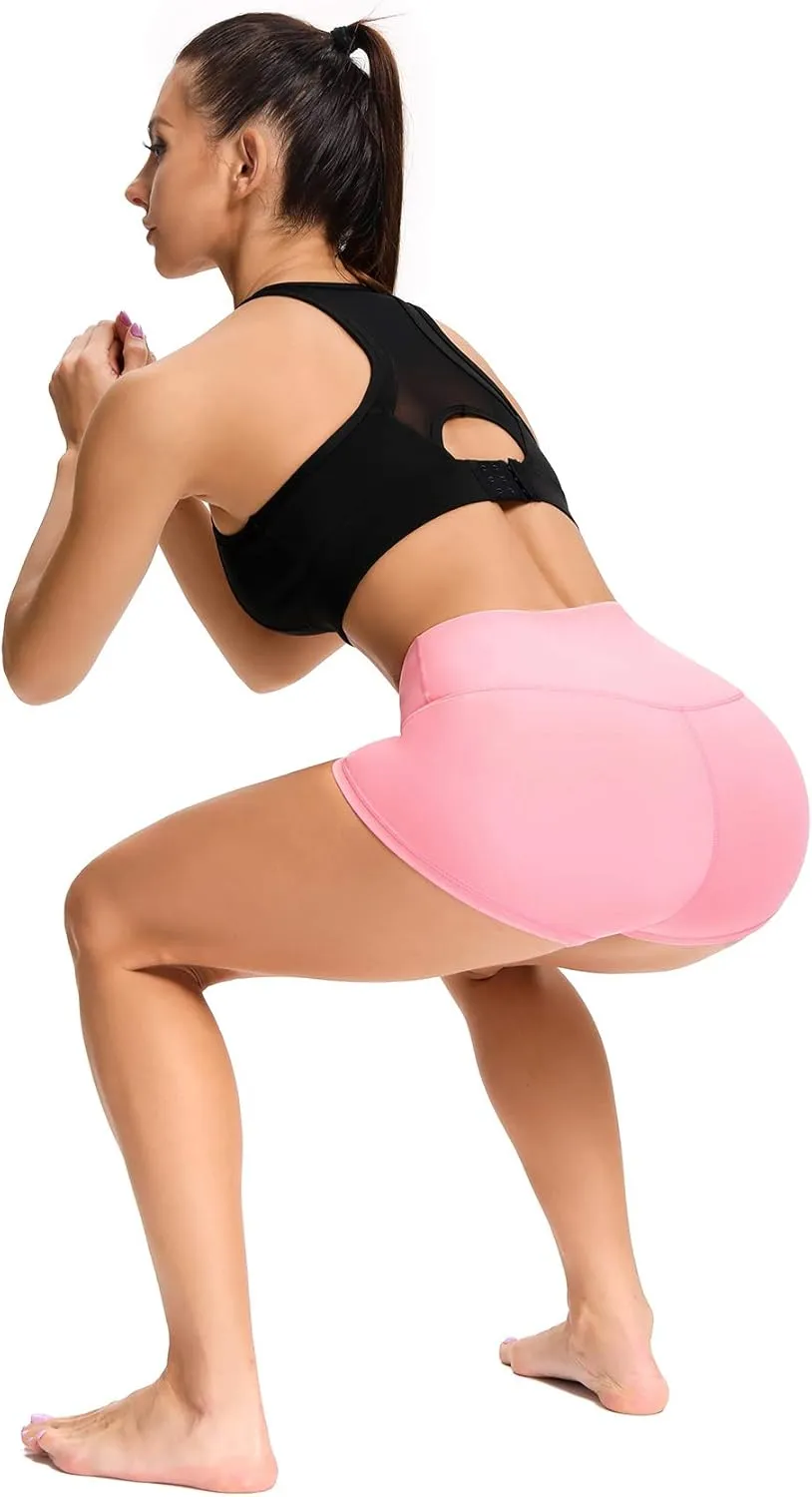 LXNMGO Women's 2"/7" High Waist Yoga Shorts Tummy Control Workout Running Biker Volleyball Shorts for Women with Side Pockets