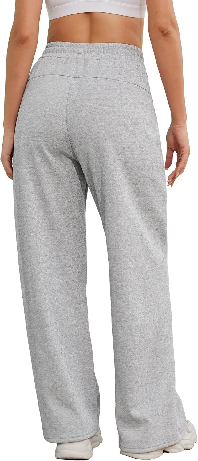 M MOTEEPI Womens Fleece Wide Leg Sweatpants Baggy High Waisted Winter Sweats Pants Straight Legs Athletic Pants with Pockets