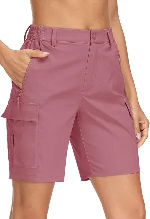 MAGCOMSEN Women's 7" Hiking Shorts Lightweight Quick Dry Water Resistant Golf Cargo Shorts with 5 Pockets Summer Casual