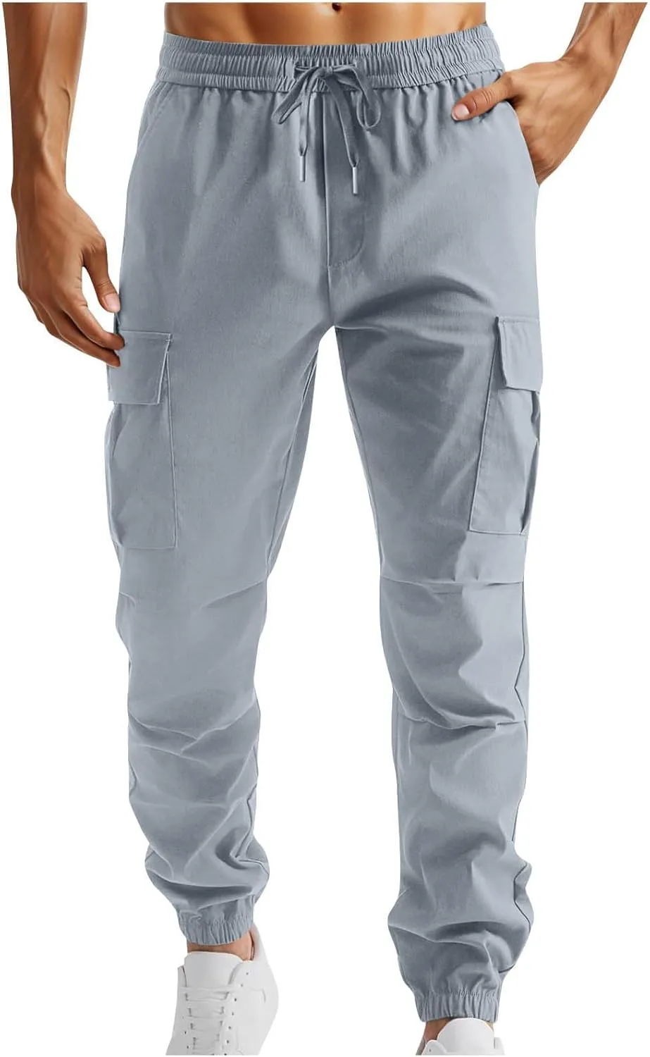 Men Joggers Pants with Pockets Slim Fit Baggy Chino Cinch Bottom Cargo Sweatpants Casual Workout Outdoor Sweat Pants