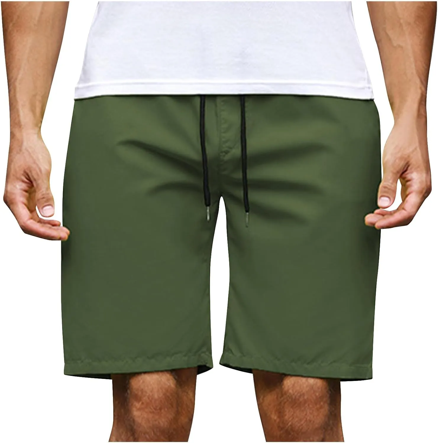 Mens Bermuda Shorts Summer Casual Short Length Trousers Running Shorts Half Pants with Pockets for Gym Sports Work Cycling