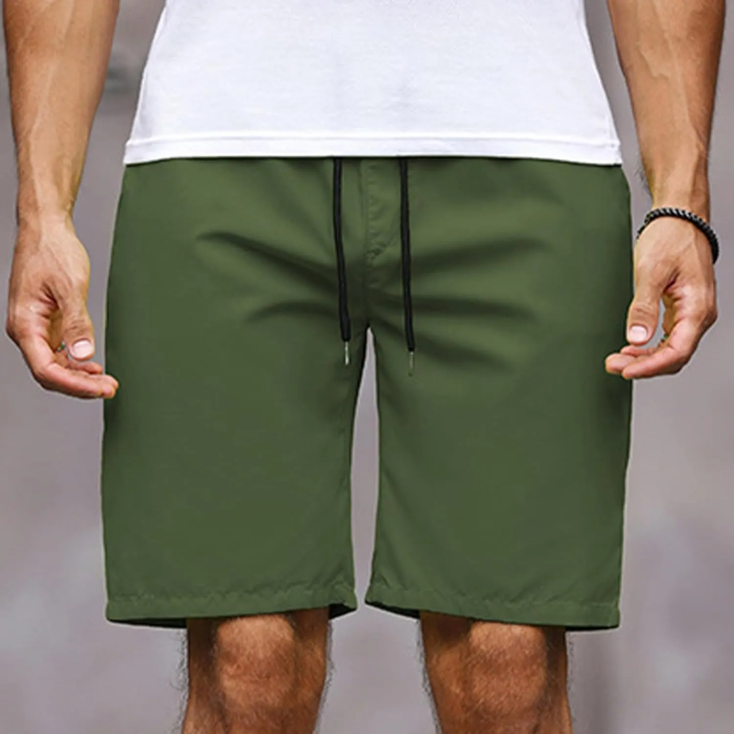 Mens Bermuda Shorts Summer Casual Short Length Trousers Running Shorts Half Pants with Pockets for Gym Sports Work Cycling