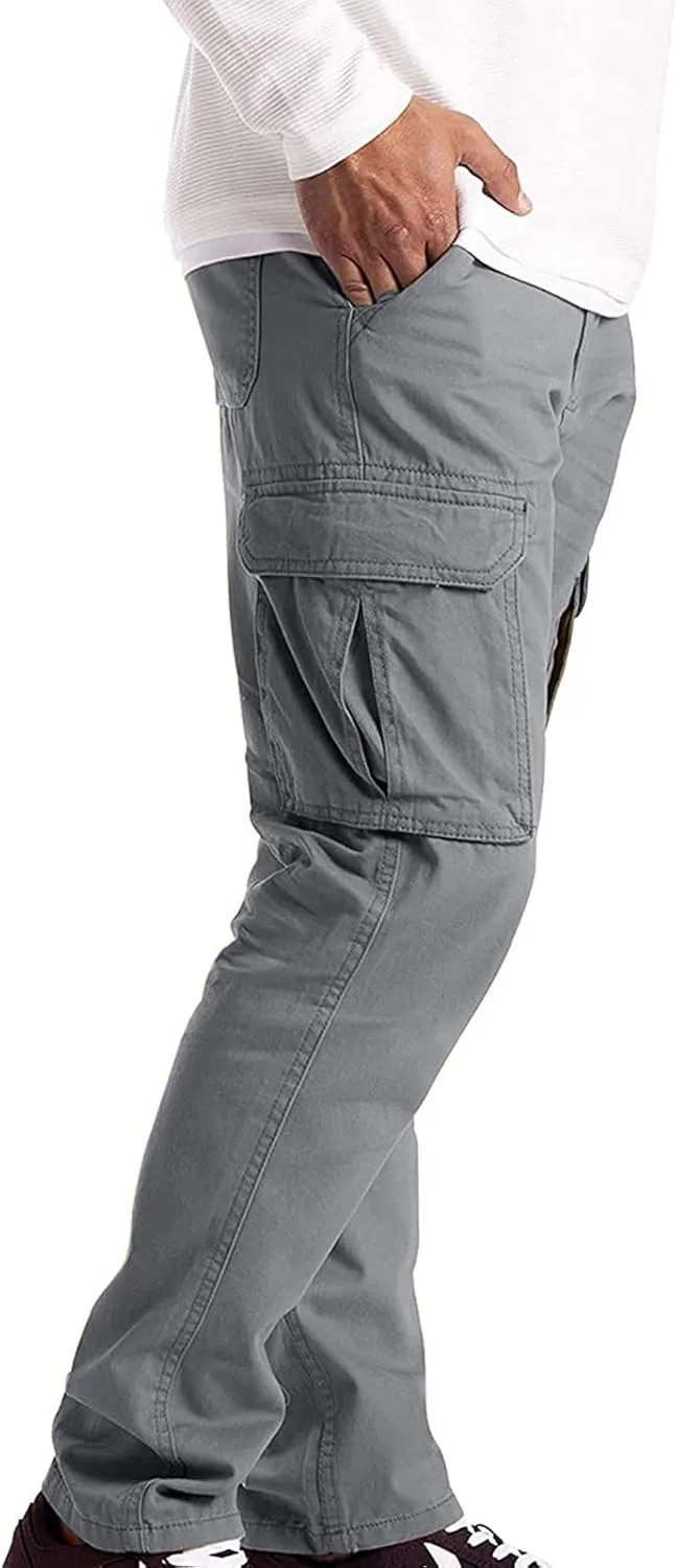 Mens Big and Tall Flat Front Work Office Pants Trousers Fast Dry Stretch Cargo Pants with Pockers Golf Sweatpants