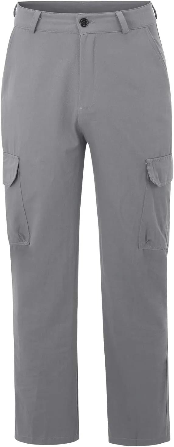 Mens Big and Tall Flat Front Work Office Pants Trousers Fast Dry Stretch Cargo Pants with Pockers Golf Sweatpants