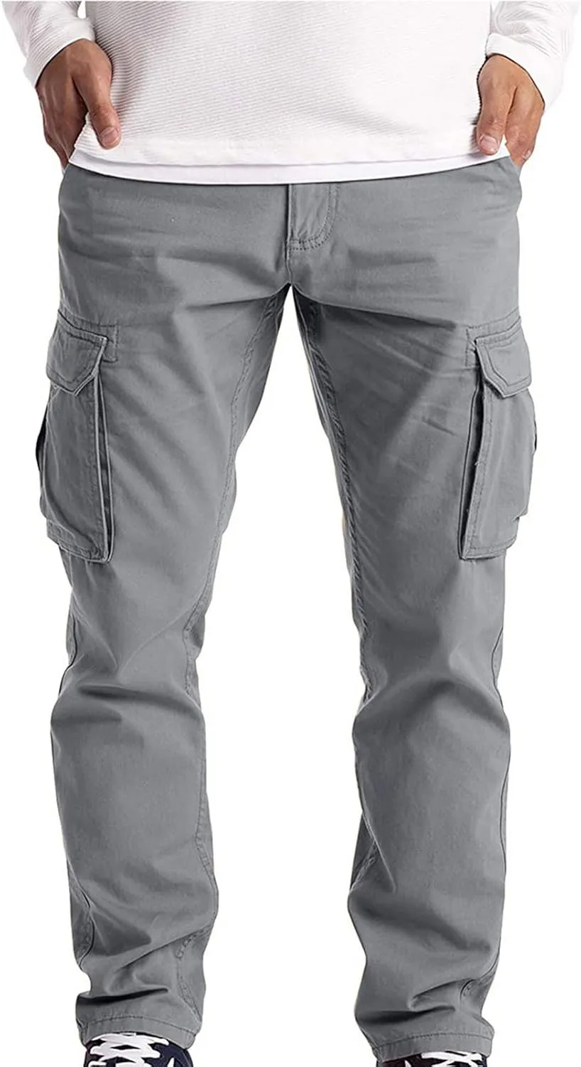 Mens Big and Tall Flat Front Work Office Pants Trousers Fast Dry Stretch Cargo Pants with Pockers Golf Sweatpants