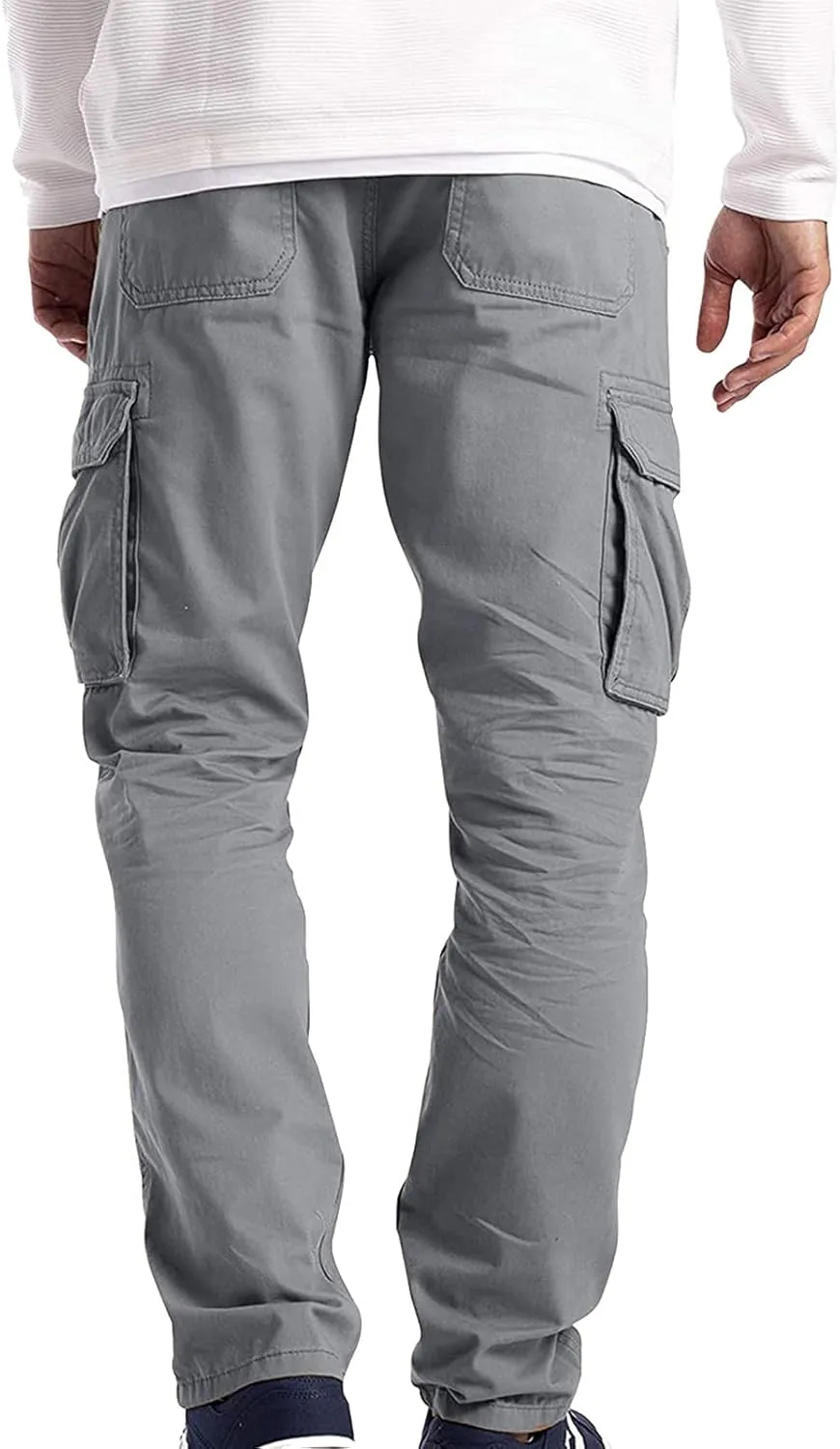 Mens Big and Tall Flat Front Work Office Pants Trousers Fast Dry Stretch Cargo Pants with Pockers Golf Sweatpants
