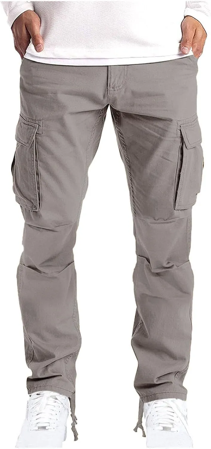 Men's Cargo Pants Slim Fit Casual Stretchy Sweatpants Active Athletic Fashion Jogger Hiking Pants Military Combat Pants