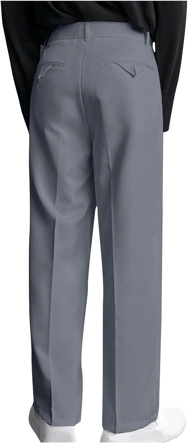 Men's Casual Business Pants Loose Pleated Dress Pants High Waisted Button Straight Wide Leg Suit Pants Work Trousers