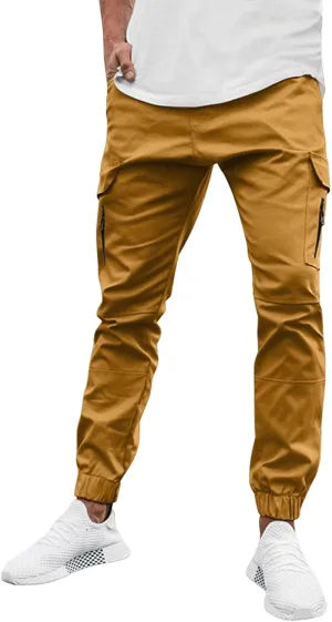 Men's Casual Track Pants Rip Stop Hiking Sweatpants Slim Fit Solid Color Pants Outdoor Flat Front Sports Sweatpant