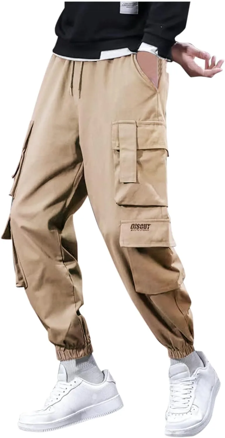 Men's Causal Cargo Pants Sports Pants Trousers Loose-Fit Classic Comfy Daily Wear with Multi-Pocket Hiking Joggers