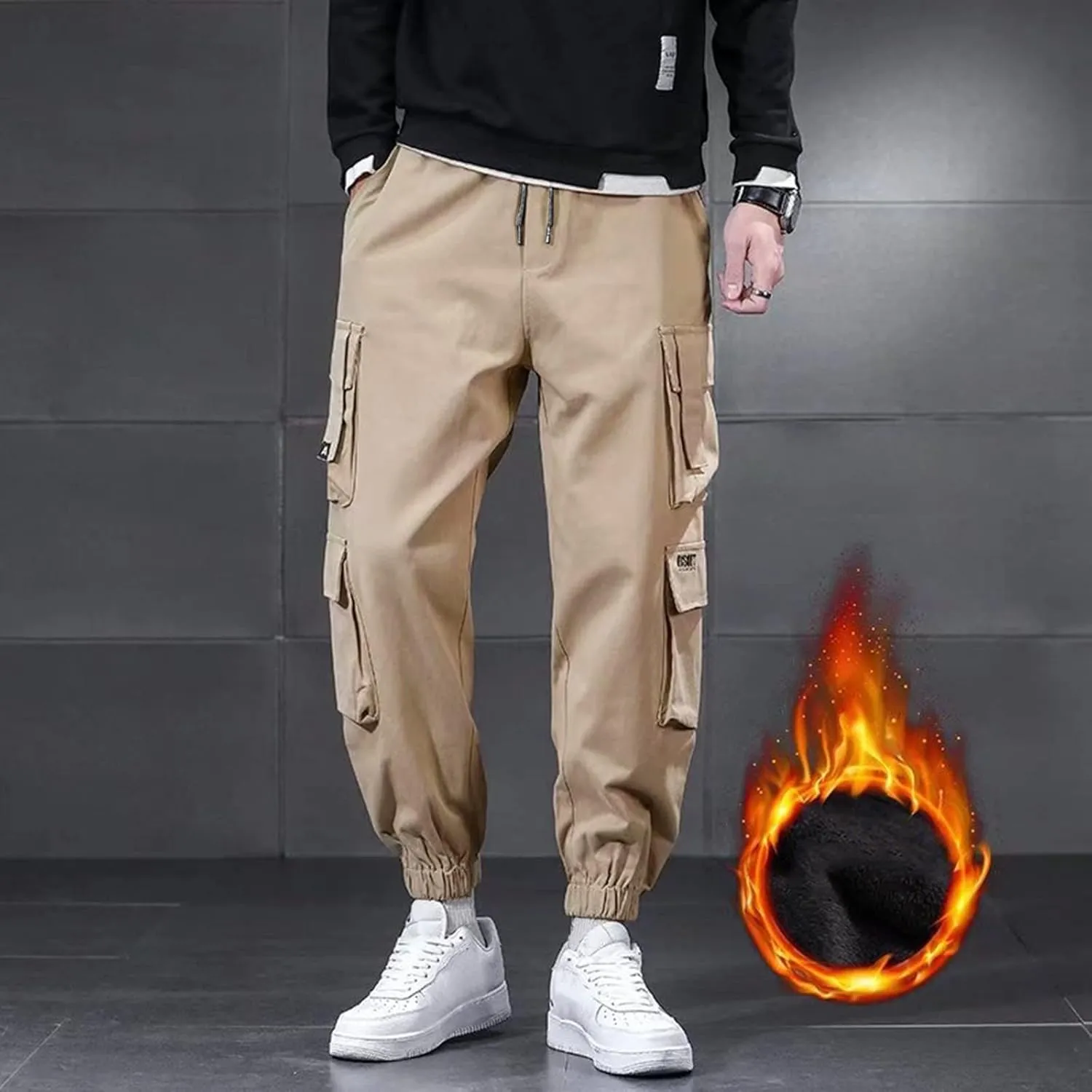 Men's Causal Cargo Pants Sports Pants Trousers Loose-Fit Classic Comfy Daily Wear with Multi-Pocket Hiking Joggers