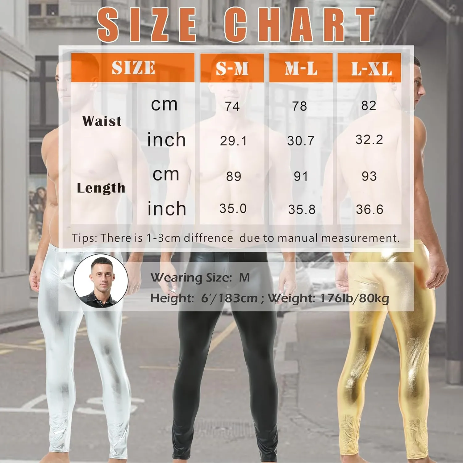Men's Faux Leather Skinny Leggings Slim Fit Pants Tight Long Trousers