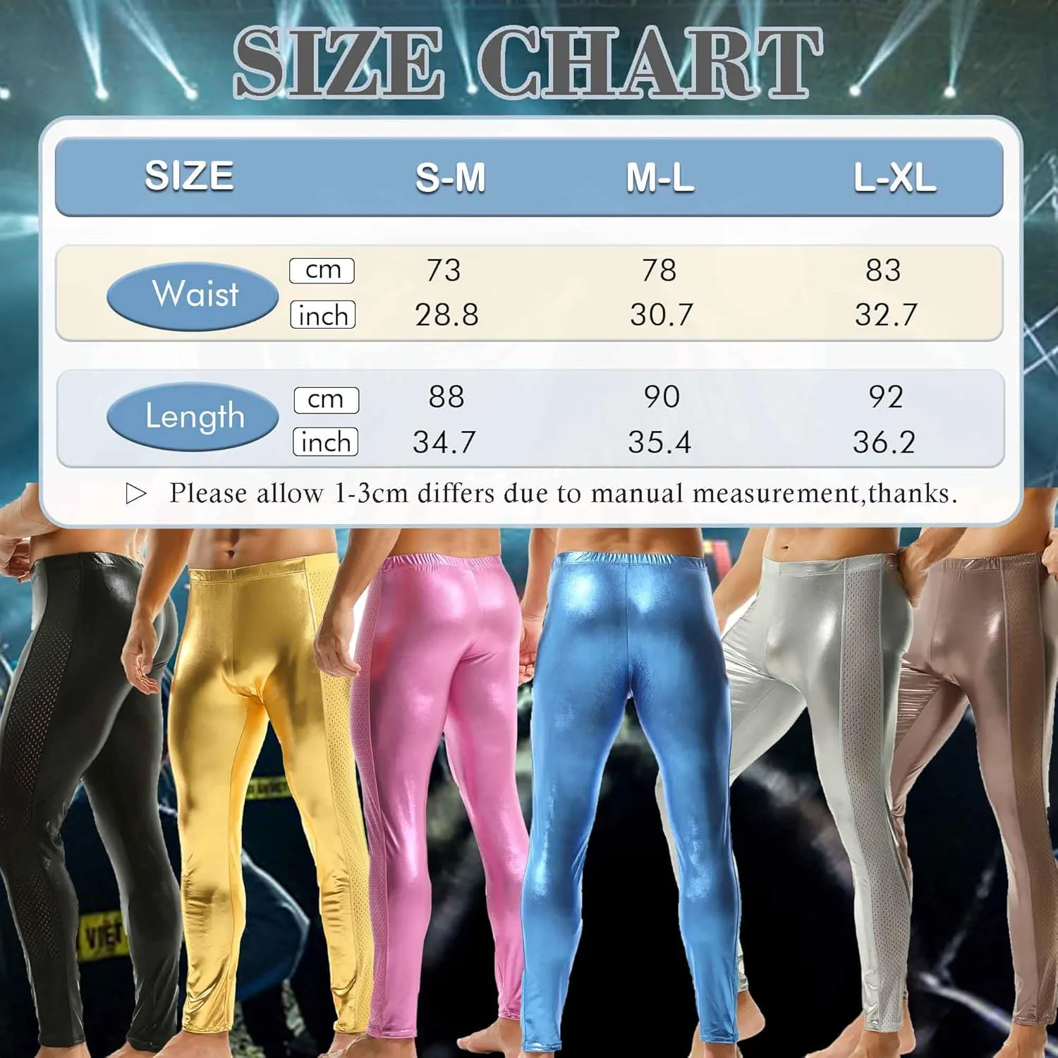 Men's Faux Leather Skinny Leggings Slim Fit Pants Tight Long Trousers