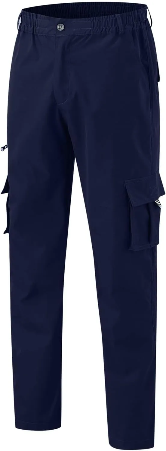Men's Hiking Cargo Work Pants Hat Multi Woven Pocket Foot Rope Solid Pants Street Cargo Men Athletic Joggers