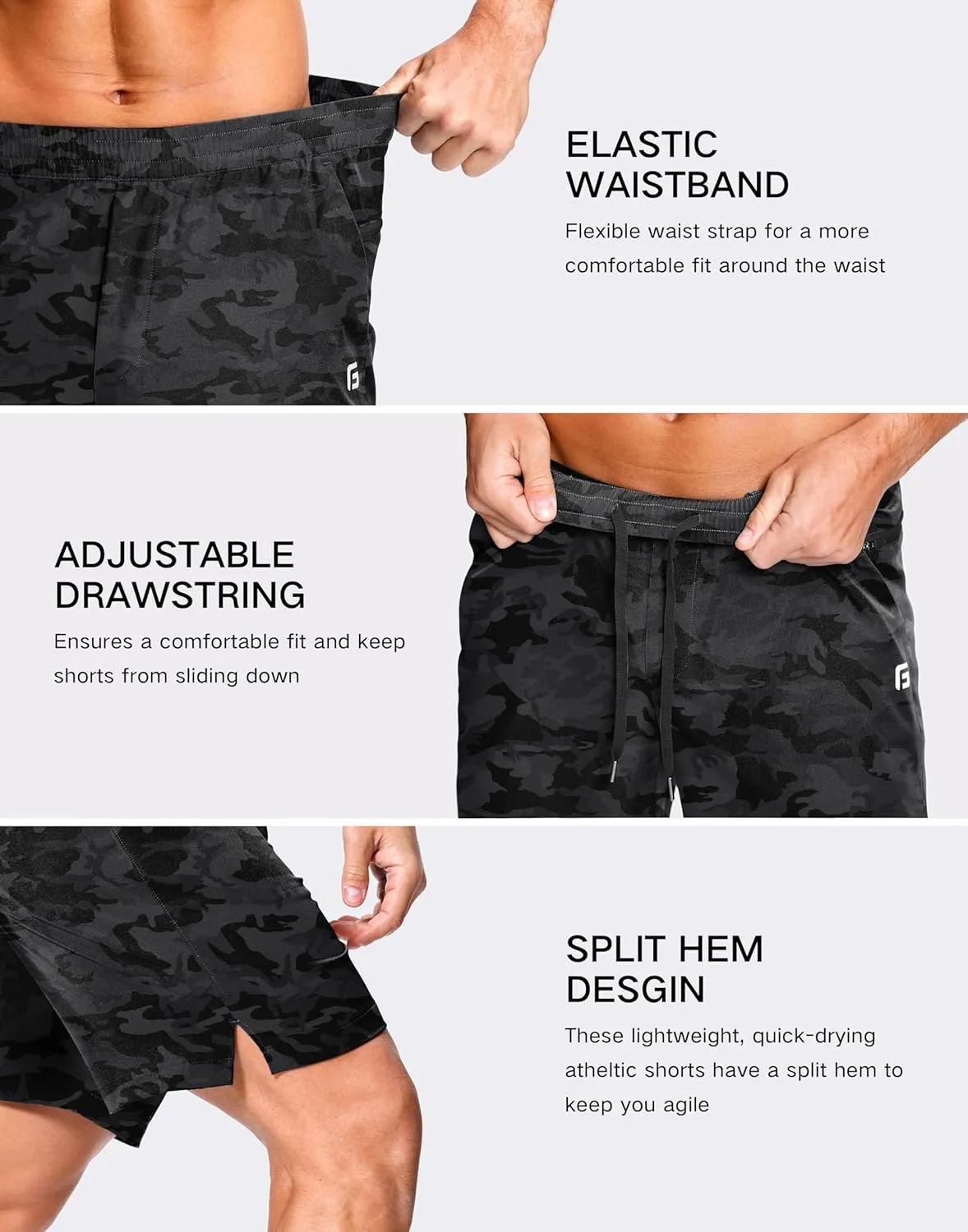 Men's Lightweight Athletic Shorts with Zipper Pockets 7"/5"/9" Gym Workout Quick Dry Running Tennis Basketball Shorts for Men