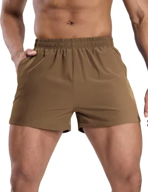 MIER Mens 3 Inch Shorts for Athletic Running Dry Fit Lightweight Workout Gym Active Shorts with Brief Liner, Pockets