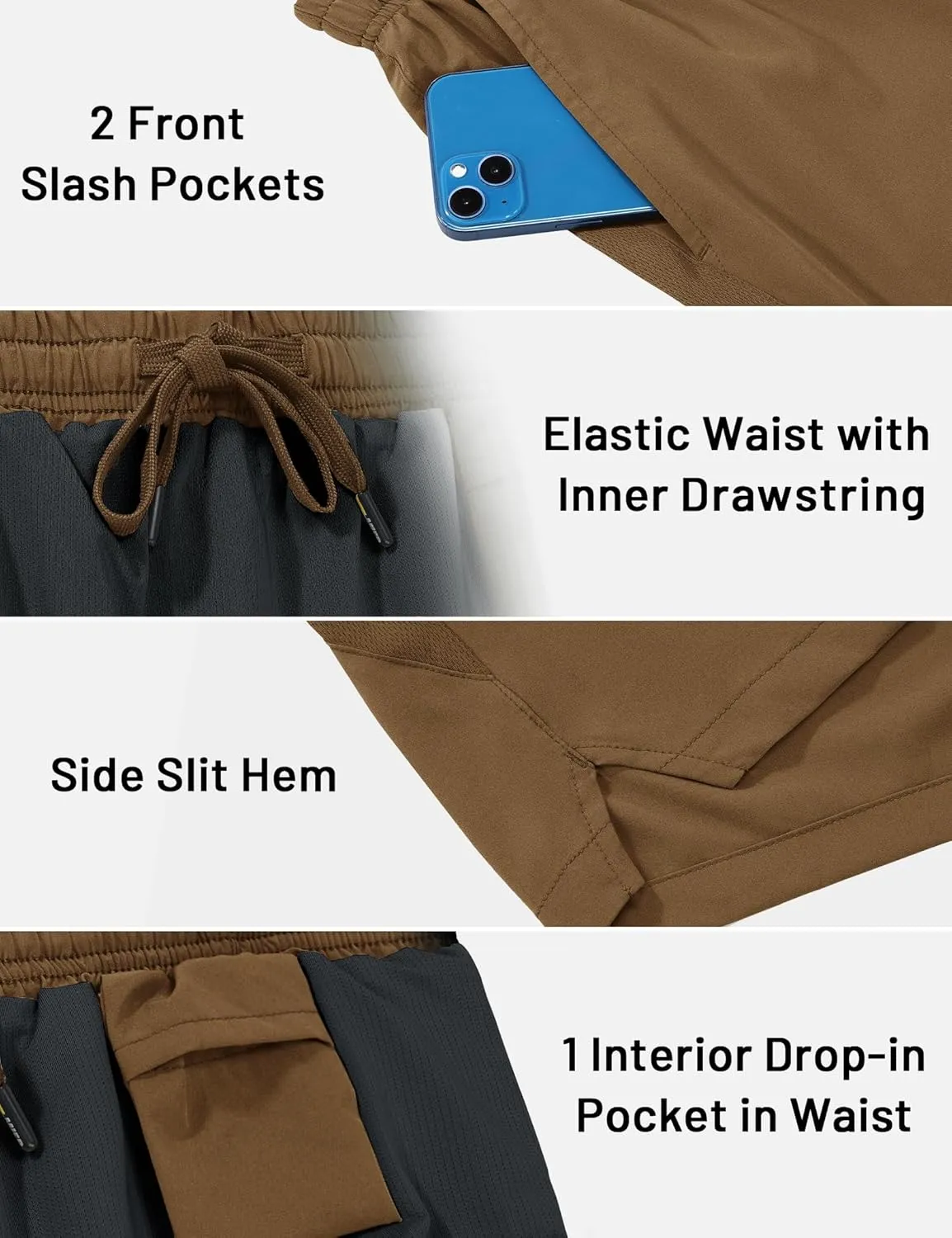 MIER Mens 3 Inch Shorts for Athletic Running Dry Fit Lightweight Workout Gym Active Shorts with Brief Liner, Pockets