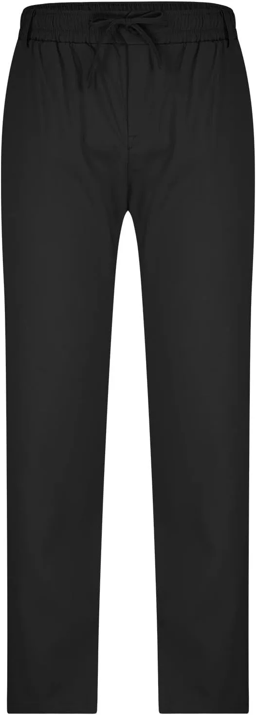 NATHGAM Straight Leg Pants for Men Elastic Waist Drawstring Trousers Lightweight Comfy Slim Fit Work Office Pants with Pocket