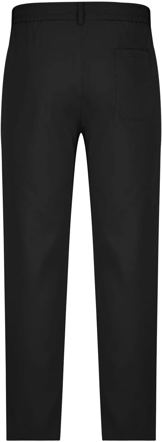 NATHGAM Straight Leg Pants for Men Elastic Waist Drawstring Trousers Lightweight Comfy Slim Fit Work Office Pants with Pocket