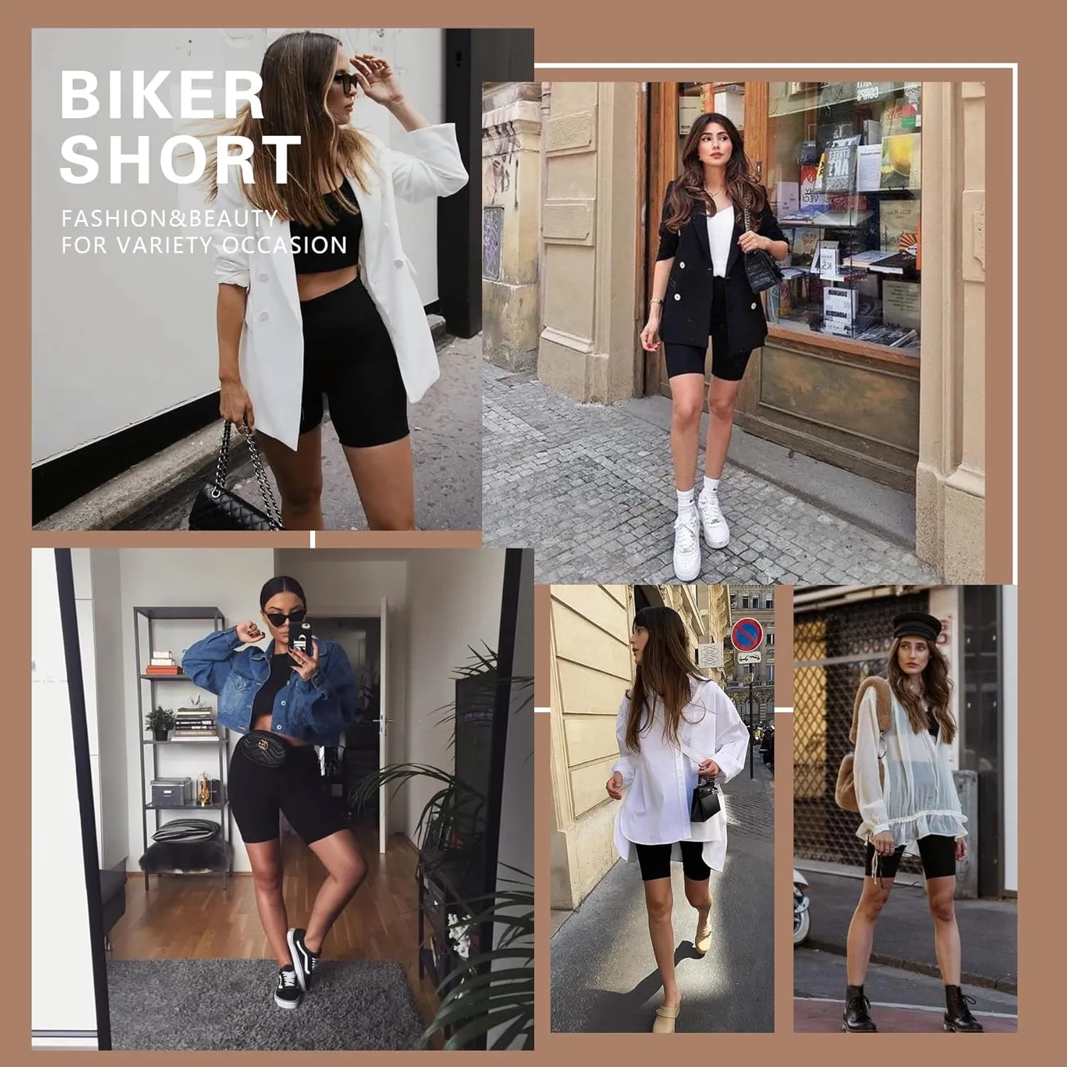 Natural Feelings Buttercloud 4 Pack Biker Shorts for Women-8" High Waist Tummy Control Workout Shorts Athletic Gym Yoga Pants