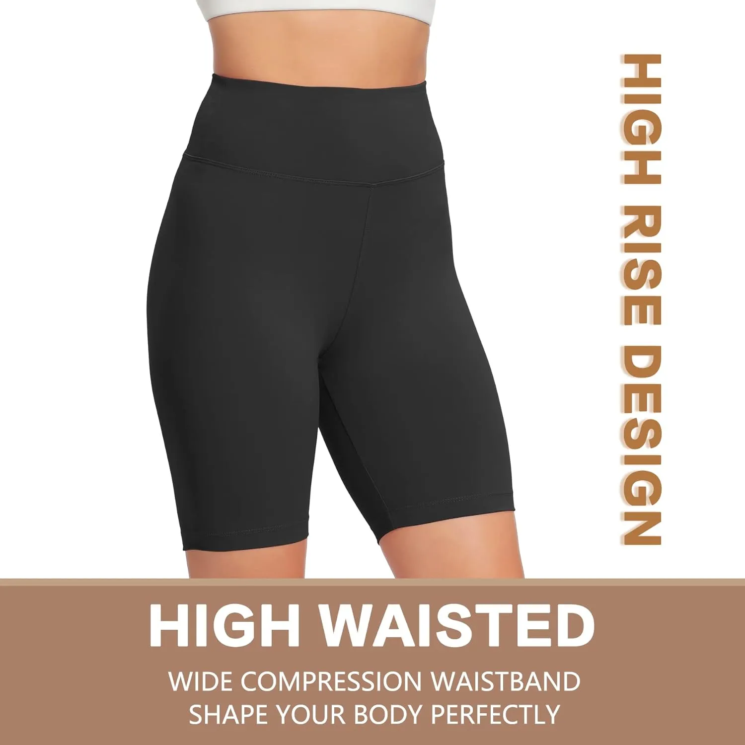 Natural Feelings Buttercloud 4 Pack Biker Shorts for Women-8" High Waist Tummy Control Workout Shorts Athletic Gym Yoga Pants