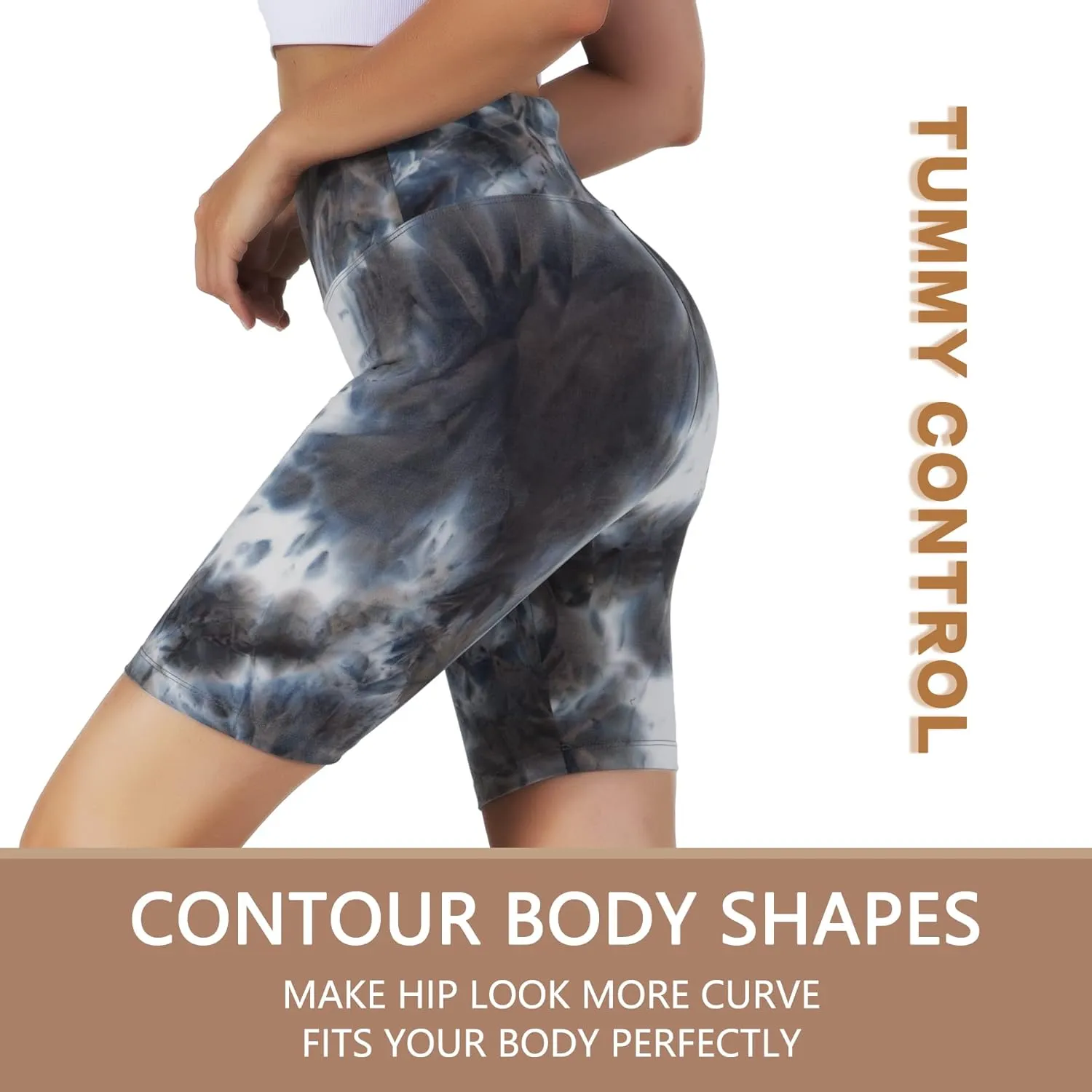Natural Feelings Buttercloud 4 Pack Biker Shorts for Women-8" High Waist Tummy Control Workout Shorts Athletic Gym Yoga Pants