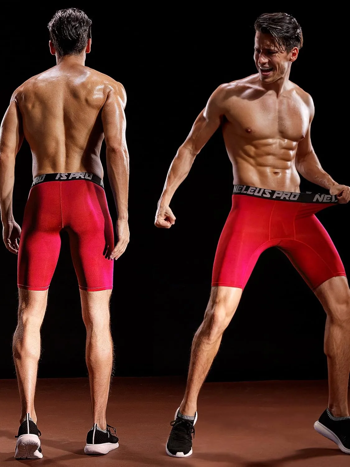 NELEUS Men's 3 Pack Performance Compression Shorts