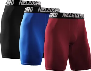 NELEUS Men's 3 Pack Performance Compression Shorts