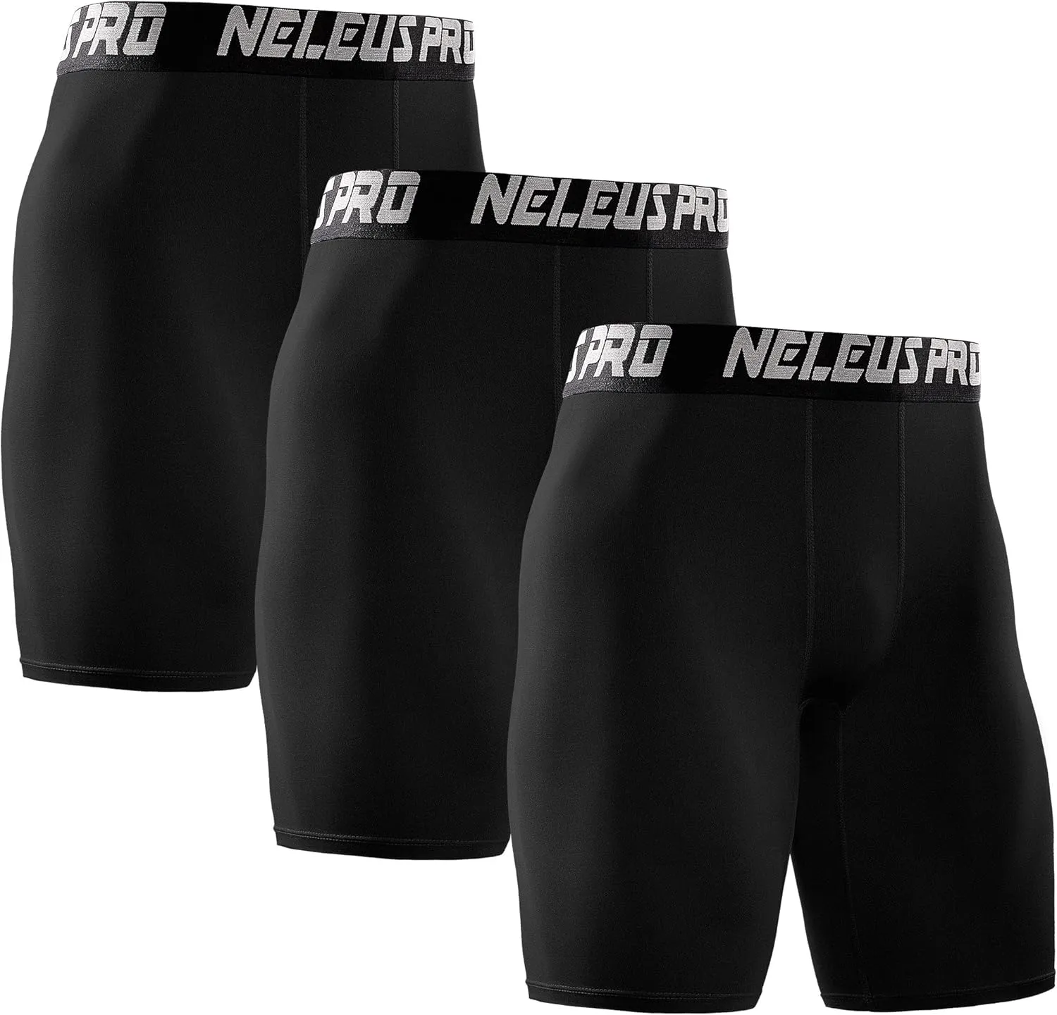 NELEUS Men's 3 Pack Performance Compression Shorts