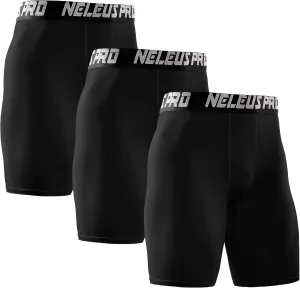 NELEUS Men's 3 Pack Performance Compression Shorts