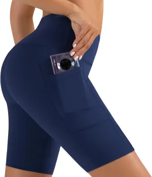 NEW YOUNG Biker Shorts with Pockets for Women High Waisted Tummy Control-5/8 Womens Bike Shorts for Workout Yoga
