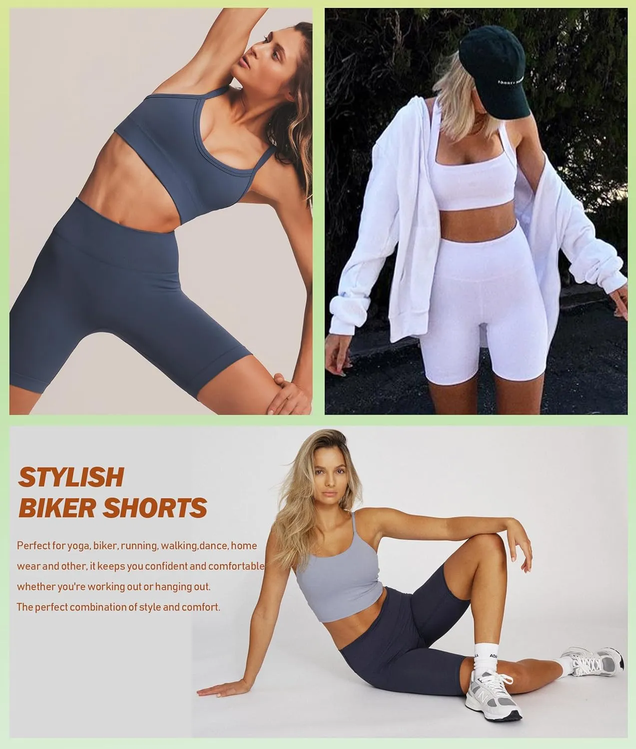 NEW YOUNG Biker Shorts with Pockets for Women High Waisted Tummy Control-5/8 Womens Bike Shorts for Workout Yoga