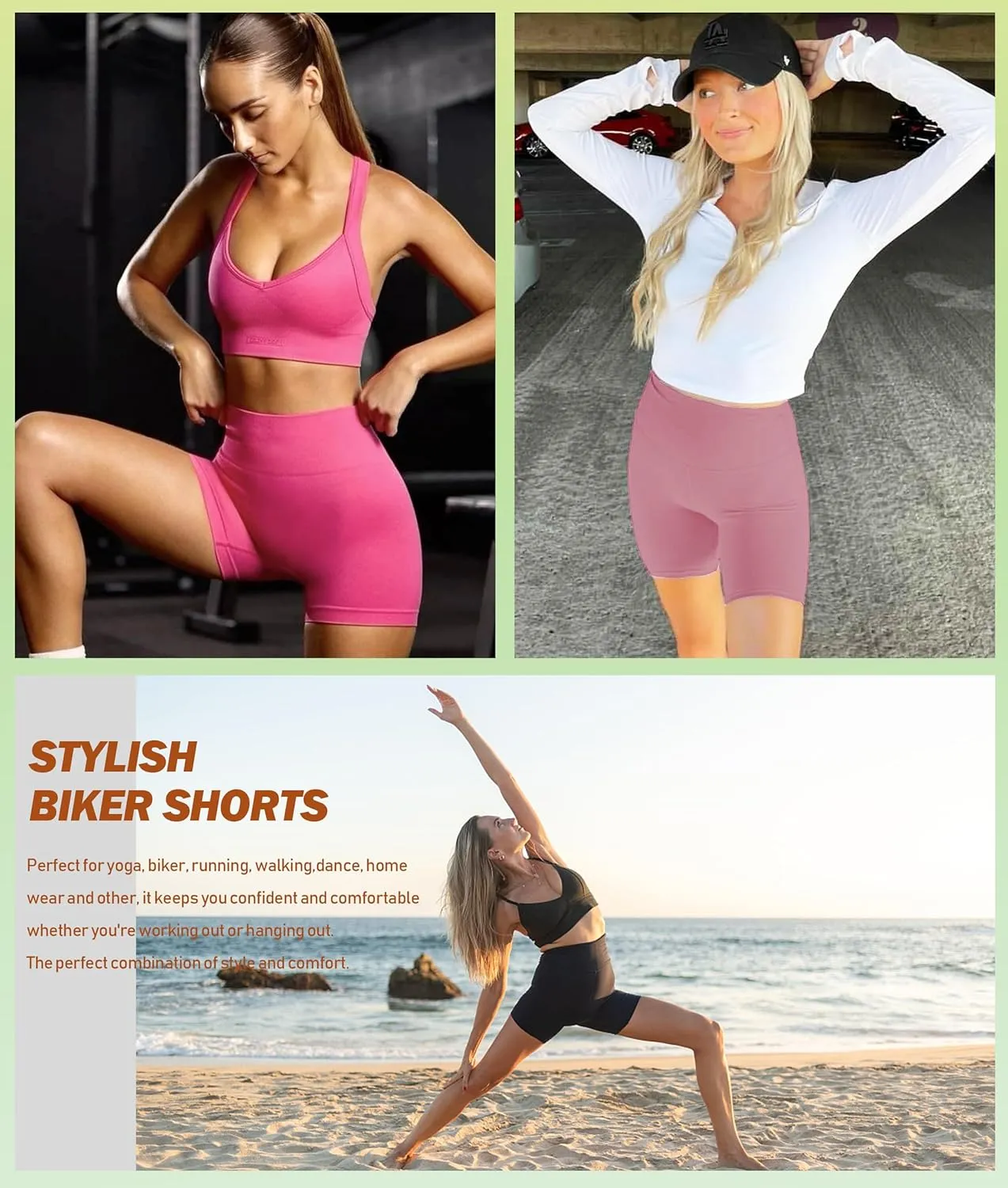 NEW YOUNG Biker Shorts with Pockets for Women High Waisted Tummy Control-5/8 Womens Bike Shorts for Workout Yoga