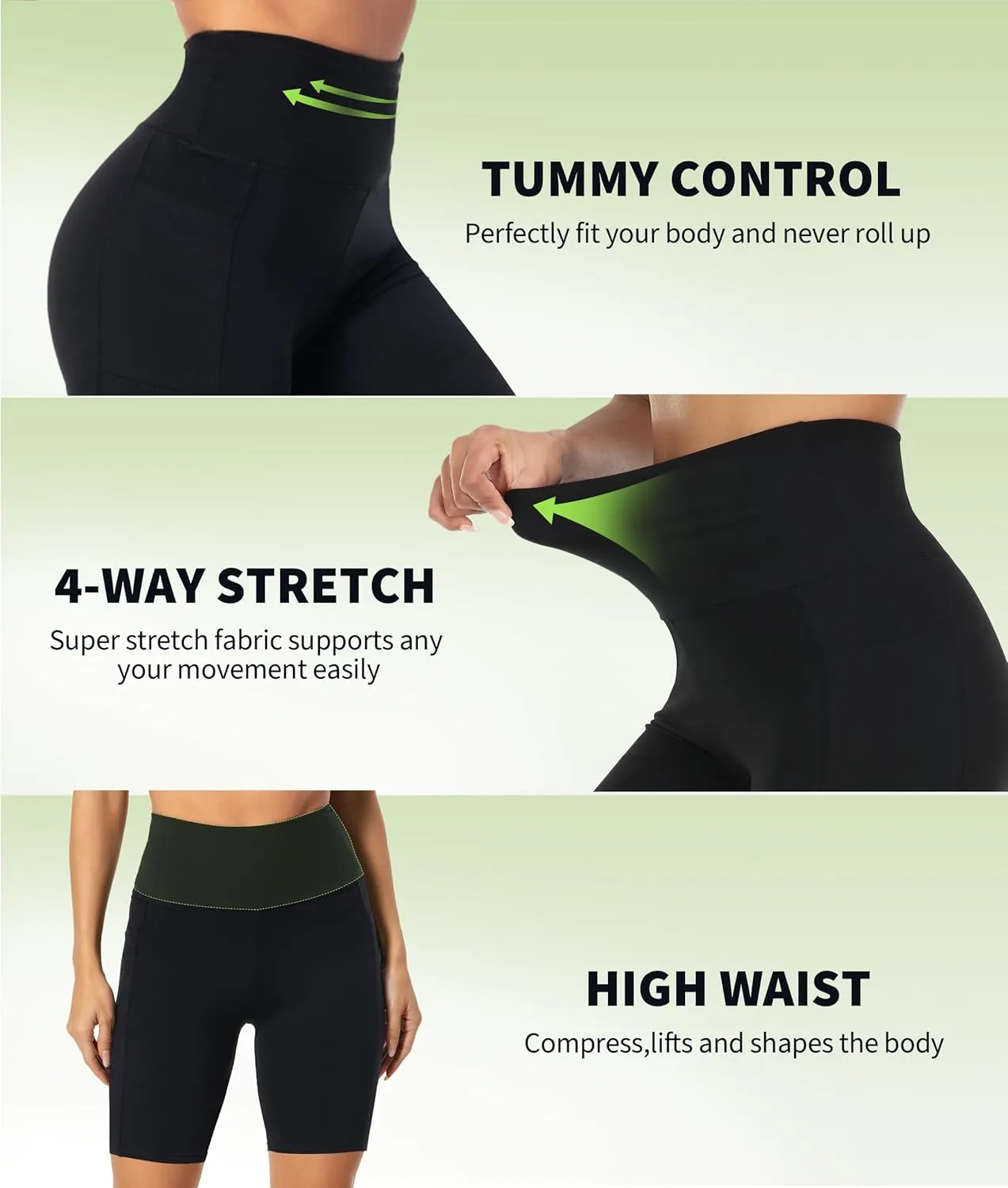 NEW YOUNG Biker Shorts with Pockets for Women High Waisted Tummy Control-5/8 Womens Bike Shorts for Workout Yoga