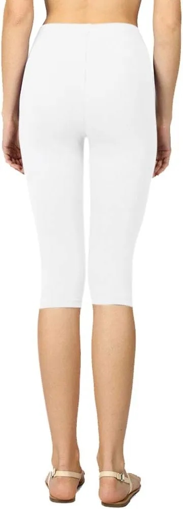 NioBe Clothing Womens High Waist Basic Solid Cotton Soft Capri Leggings