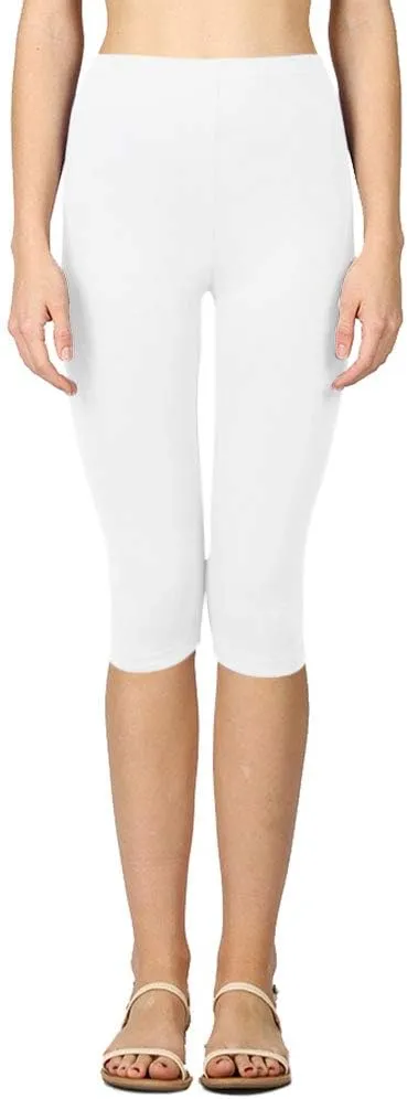 NioBe Clothing Womens High Waist Basic Solid Cotton Soft Capri Leggings