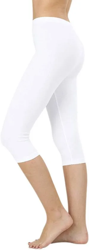 NioBe Clothing Womens High Waist Basic Solid Cotton Soft Capri Leggings