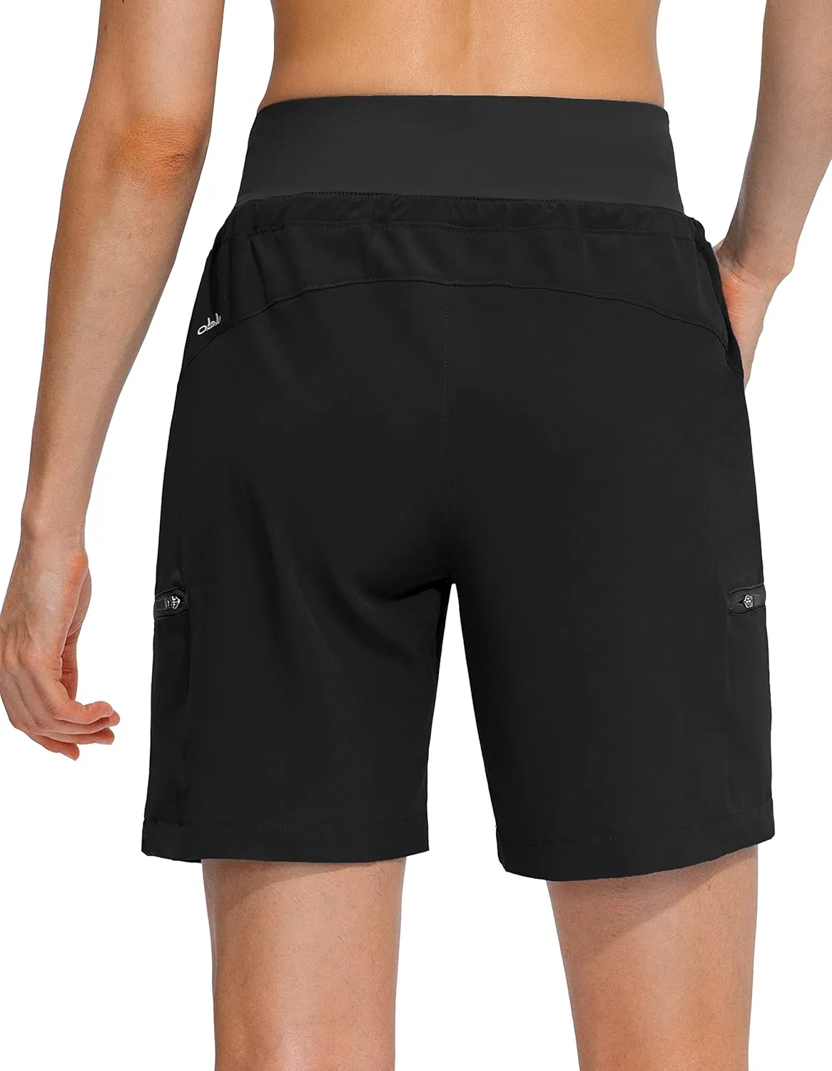 Obla Women's Hiking Cargo Shorts Zipper Pockets Soft High Waisted Quick Dry 7 Inch Long Shorts for Women Golf Athletic Summer