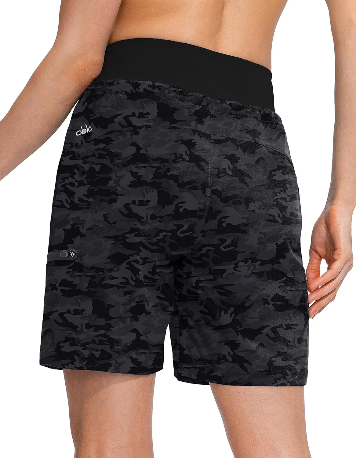 Obla Women's Hiking Cargo Shorts Zipper Pockets Soft High Waisted Quick Dry 7 Inch Long Shorts for Women Golf Athletic Summer