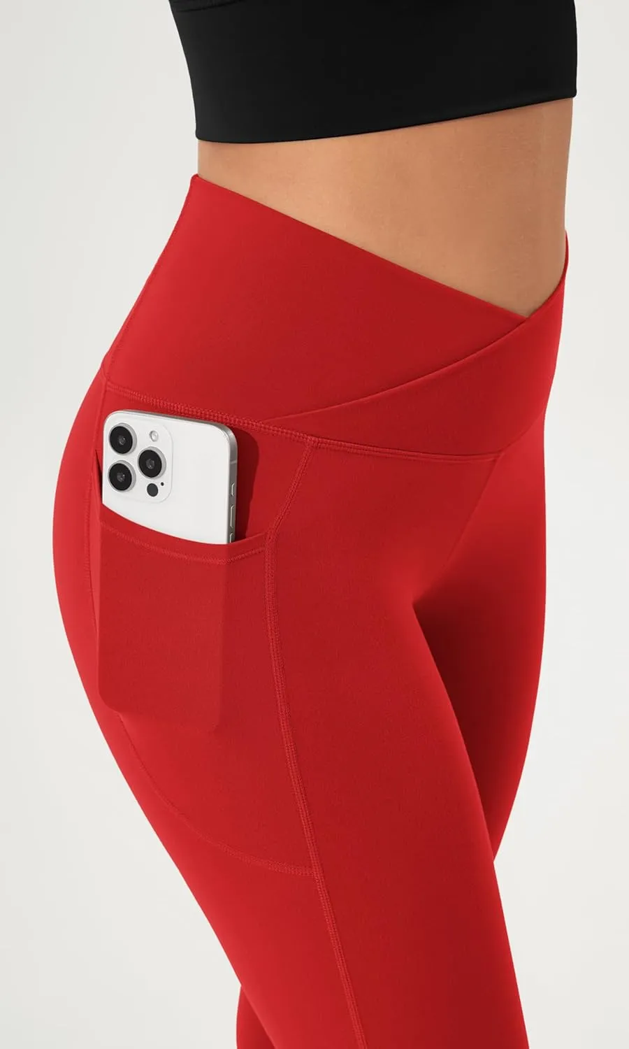 ODODOS Cloud Feeling Crossover Flared Pants with Pockets for Women, Cross Waist Bootcut Lounge Yoga Pants- 30" / 32" Inseam