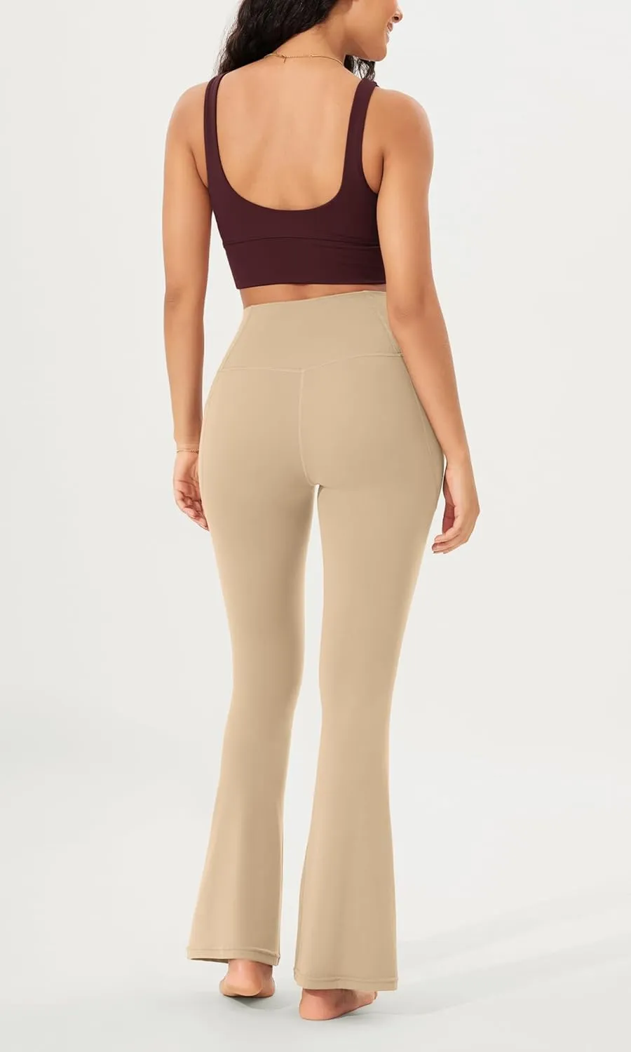 ODODOS Cloud Feeling Crossover Flared Pants with Pockets for Women, Cross Waist Bootcut Lounge Yoga Pants- 30" / 32" Inseam
