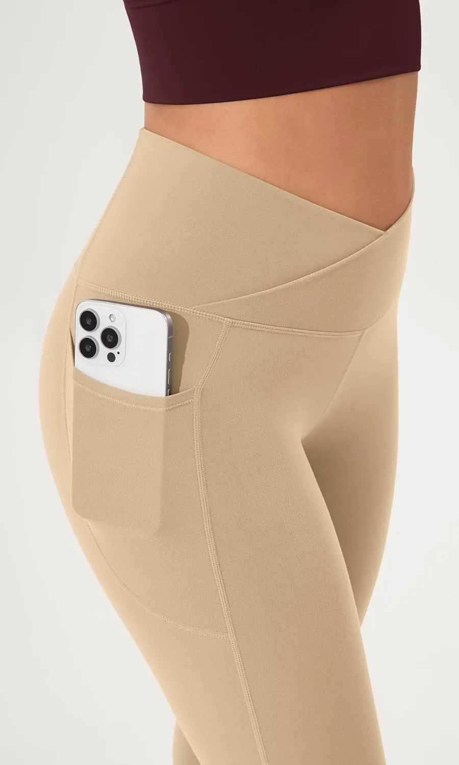 ODODOS Cloud Feeling Crossover Flared Pants with Pockets for Women, Cross Waist Bootcut Lounge Yoga Pants- 30" / 32" Inseam