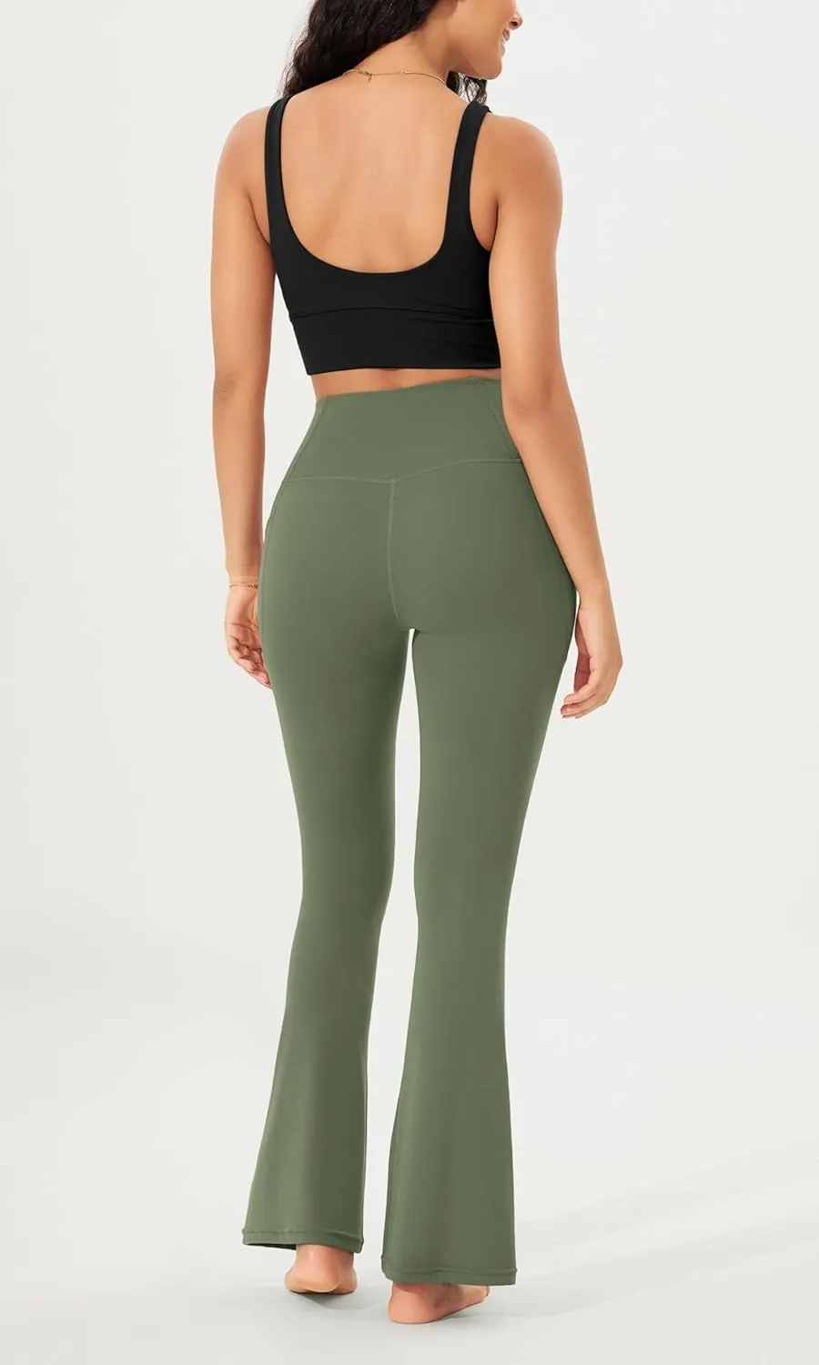 ODODOS Cloud Feeling Crossover Flared Pants with Pockets for Women, Cross Waist Bootcut Lounge Yoga Pants- 30" / 32" Inseam