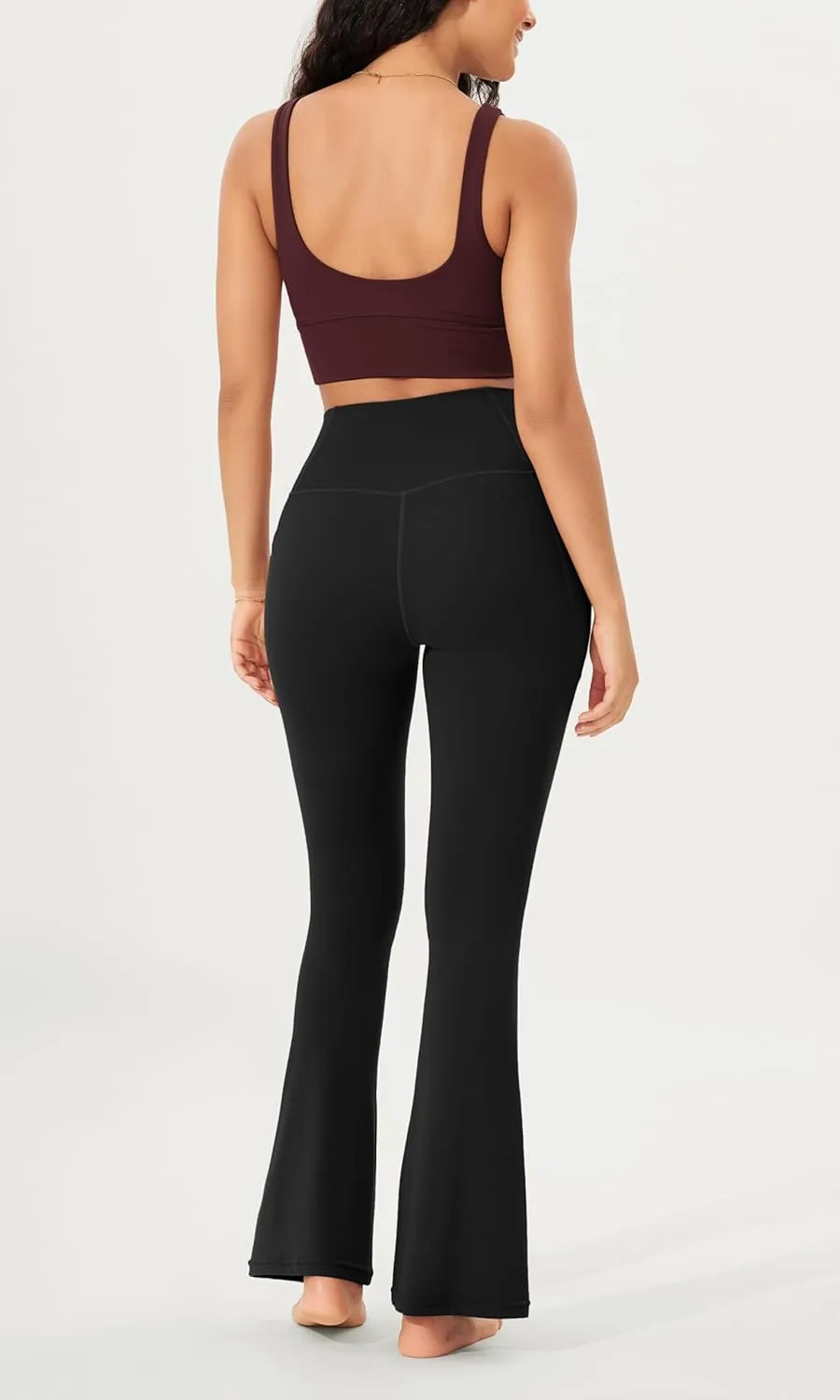 ODODOS Cloud Feeling Crossover Flared Pants with Pockets for Women, Cross Waist Bootcut Lounge Yoga Pants- 30" / 32" Inseam