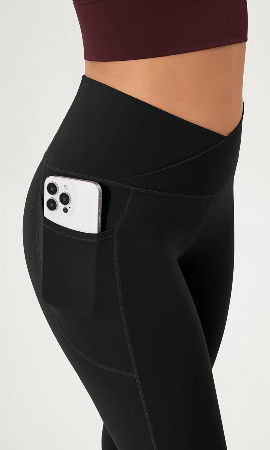 ODODOS Cloud Feeling Crossover Flared Pants with Pockets for Women, Cross Waist Bootcut Lounge Yoga Pants- 30" / 32" Inseam