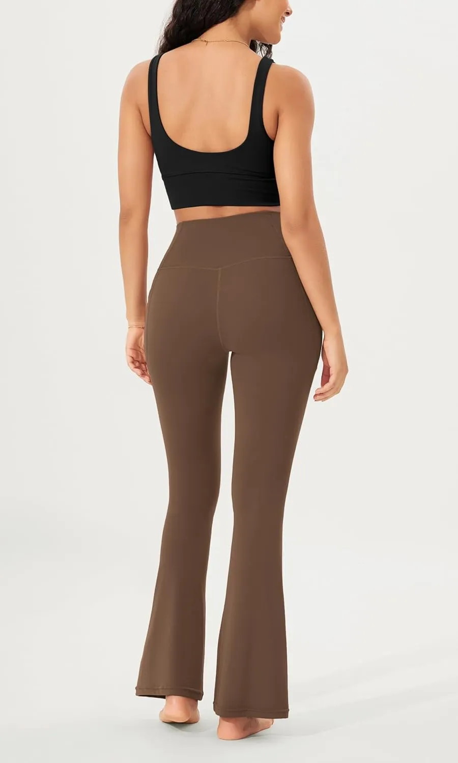 ODODOS Cloud Feeling Crossover Flared Pants with Pockets for Women, Cross Waist Bootcut Lounge Yoga Pants- 30" / 32" Inseam