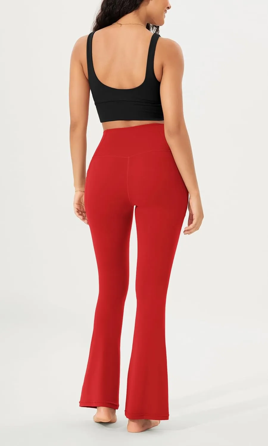 ODODOS Cloud Feeling Crossover Flared Pants with Pockets for Women, Cross Waist Bootcut Lounge Yoga Pants- 30" / 32" Inseam